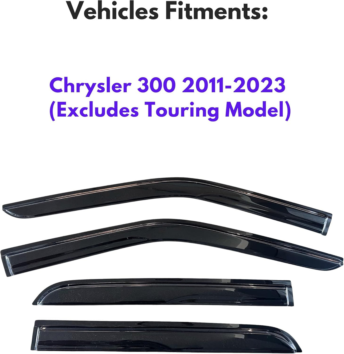 KPY Window Visor Compatible with Chrysler 300 2011-2023 (Excludes Touring Model), 4PC Rain Guard Side Window Vent Deflectors Tape-On Mugen Style, 2012 2013 2014 2015 2016 2017 2018 2019 2020 2021 2022