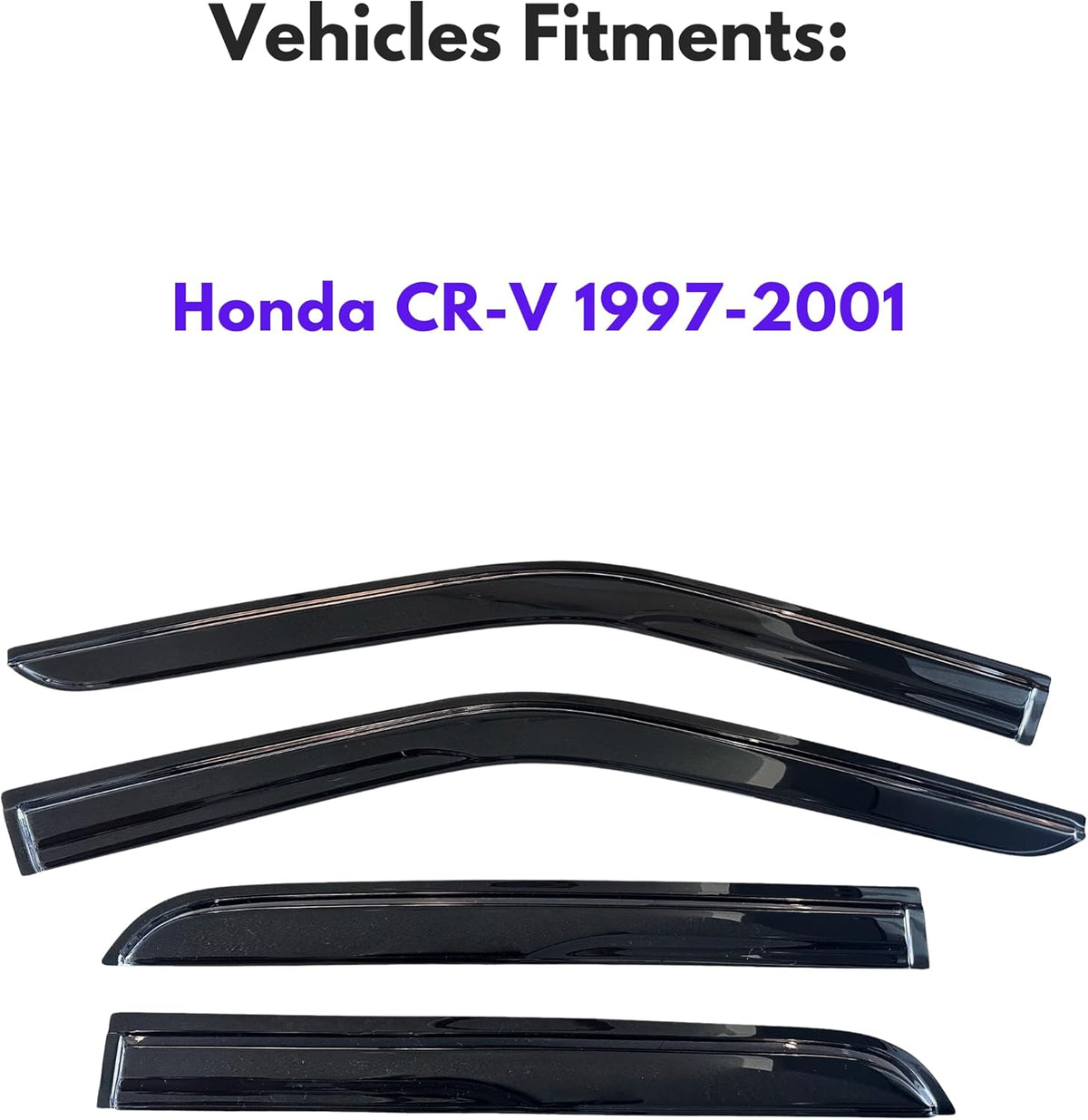 KPY Window Visor Compatible with Honda CR-V 1997-2001 (CRV), 4PC Rain Guard Side Window Vent Deflectors Tape-On Mugen Style, 1997 1998 1999 2000 2001
