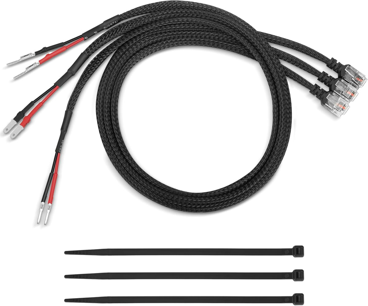 14" Upgraded Mirror Plug Wire Tap Radar Detector Hardwire Power Cord Kit for Escort Valentine One Uniden Beltronics, Mount RJ11 with Braided Set of 3