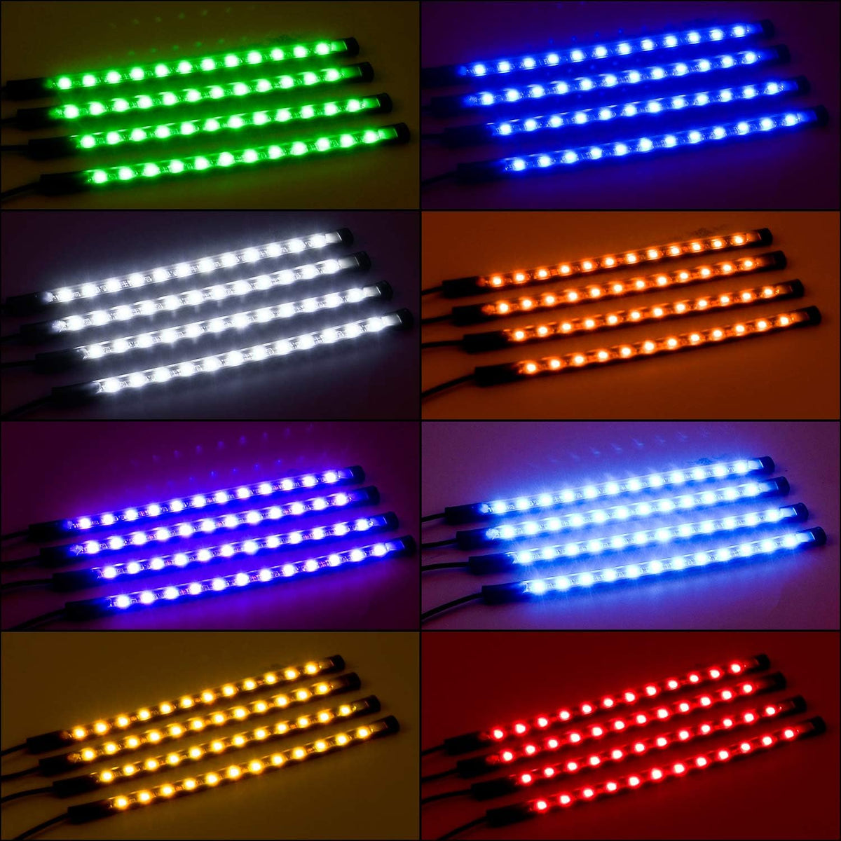 Nilight - TR-06 4PCS 48 LED Interior Lights DC 12V Multicolor Music Car Strip Light Under Dash Lighting Kit with Sound Active Function and Wireless Remote Control, 2 Years Warranty
