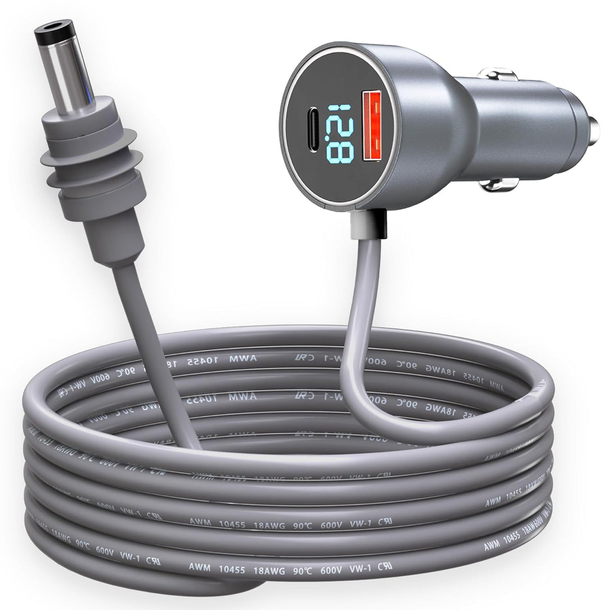 Starlink Mini 12v Power Cord，10FT/3M Starlink Mini Power Cord with car Charger，Cigarette Lighter displays Voltage，Suitable for DC12-24V Trucks, Buses, Boats, Waterproof DC Plugs