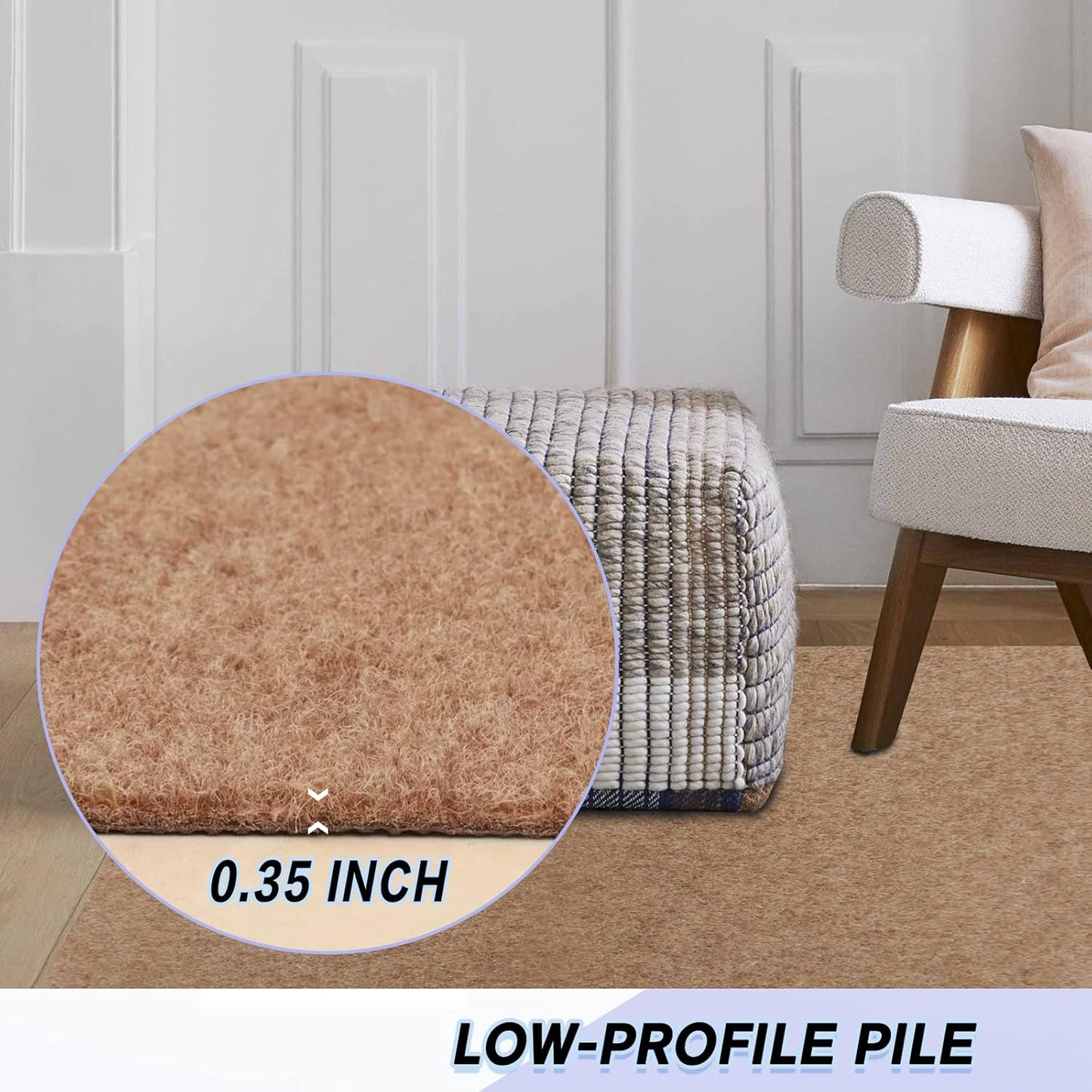 Custom Size Backed Non-Slip Area Rugs Runner, Easy Clean, Waterproof Runner Rugs for Hallway Entryway, Kitchen, Laundry, 3FT x 17FT, Beige