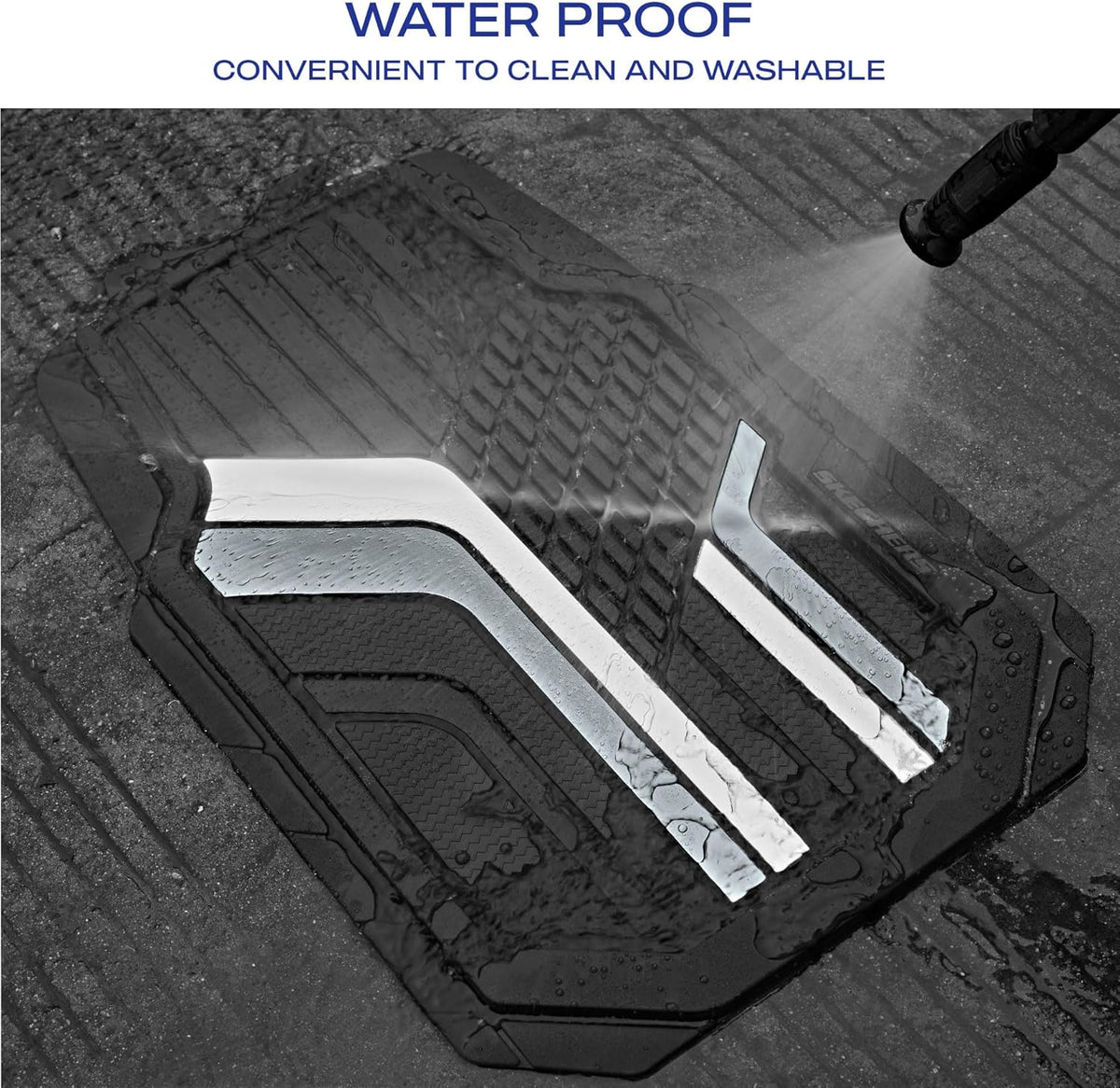 Skechers Heavy Duty Rubber Car Floor Mats,Dual Color Design Floor Mats,All Weather Car Mats,Waterproof Trim To Fit Universal Floor Liner Car Accessories,Automotive Floor Mats For Cars Trucks Suvs,Gery