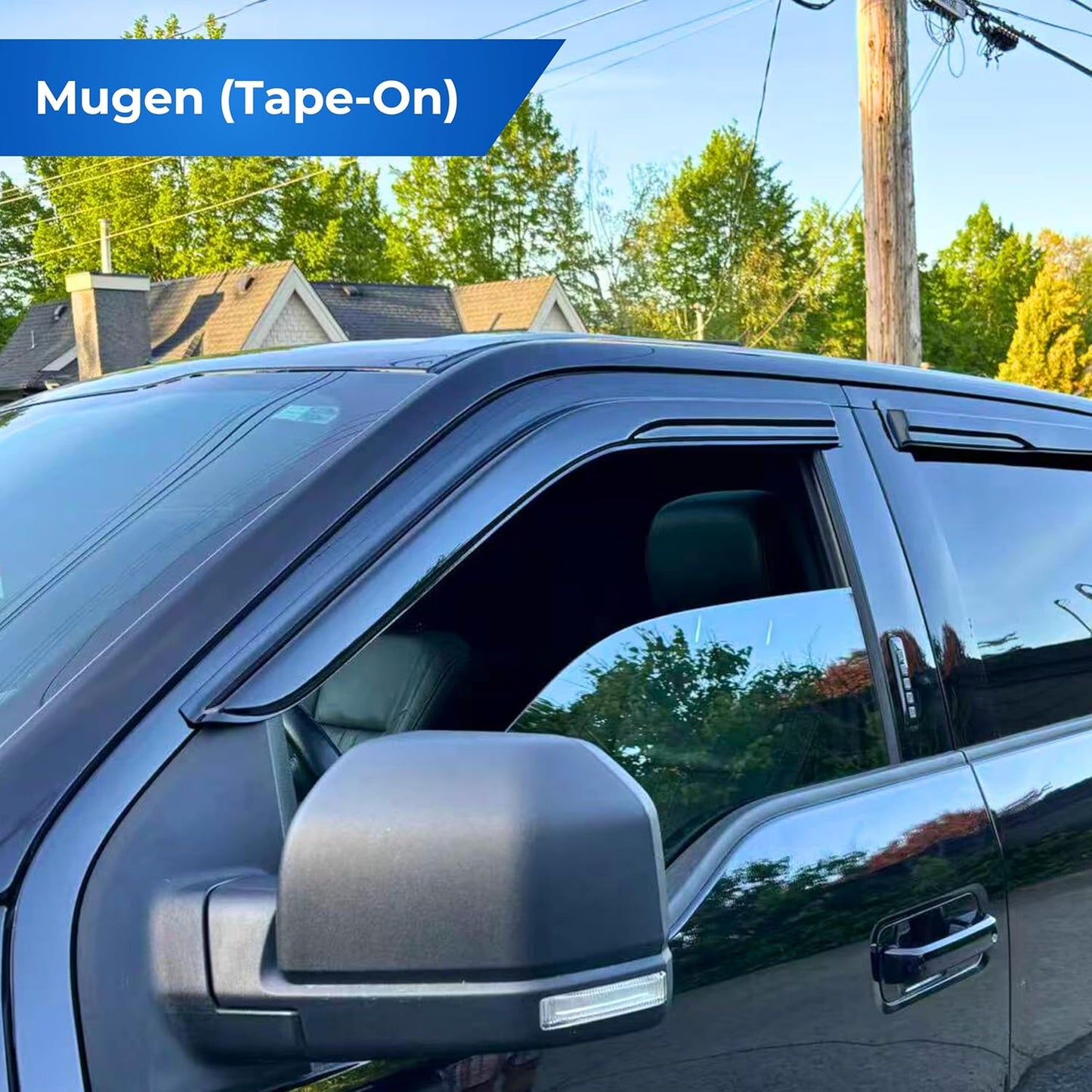 KPY Window Visor Compatible with Toyota Corolla Sedan 1993-1997, 4PC Rain Guard Side Window Vent Deflectors Tape-On Mugen Style, 1993 1994 1995 1996 1997