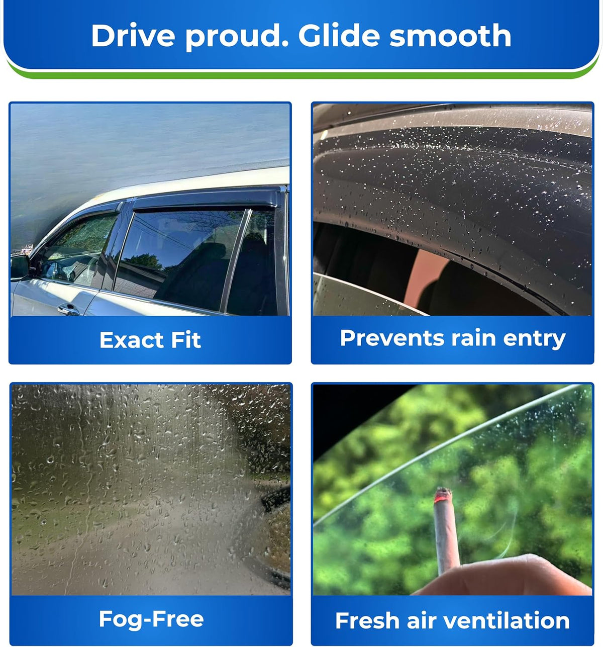 KPY Window Visor Compatible with Toyota Highlander 2014-2019, 4PC Rain Guard Side Window Vent Deflectors Tape-On Mugen Style, 2014 2015 2016 2017 2018 2019