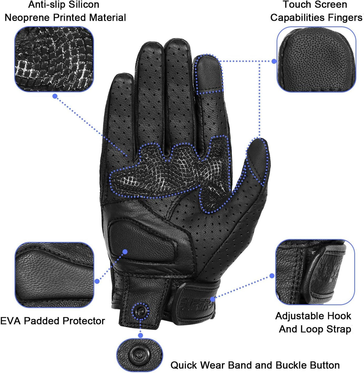 Superbike Updated Full Finger Anti-Slip Motorcycle Gloves Hard Knuckle Perforated Motorcycle Riding Gloves (Updated,Perforated, S)