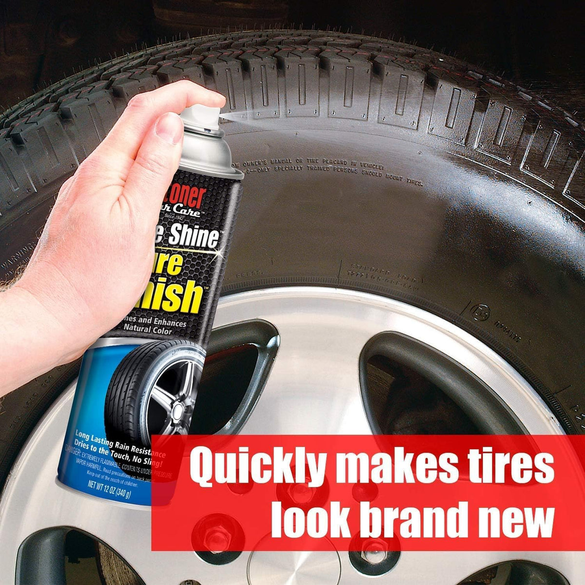 Stoner Car Care 91044-4PK Original More Shine Tire Finish for Tire and Wheel Care Creates a Long-Lasting, Rain-Resistant Tire Shine, Makes Faded Tires Look New, Non-Greasy Formula, 12 Oz, Pack of 4