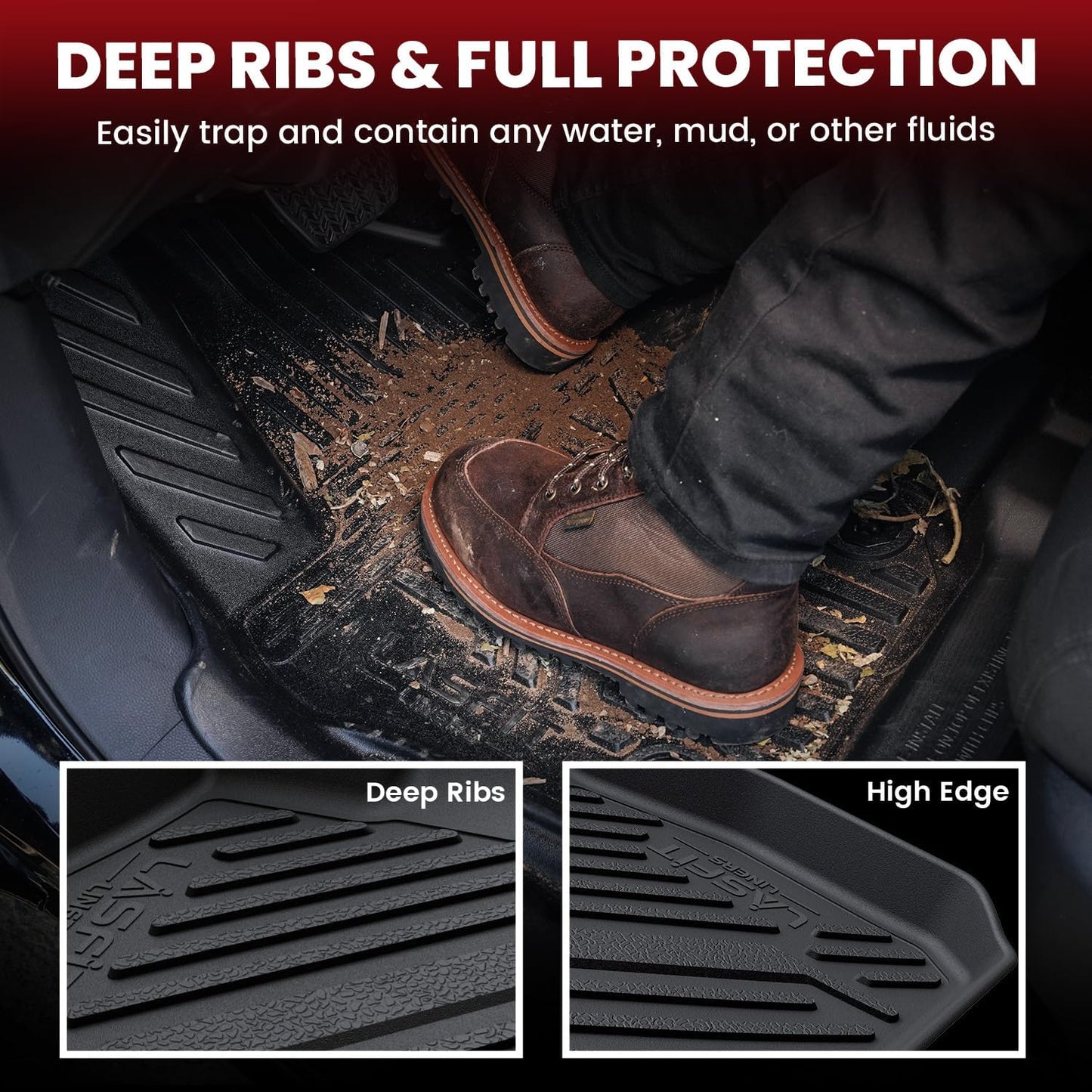 LASFIT Floor Mats & Cargo Mat for Toyota Prius 2010-2011 (Not fit Prius V or C), All Weather TPE Custom Fit Easy Clean Durable No-Curling Floor Liners for Prius 2010 2011 Car Mats & Trunk Mat