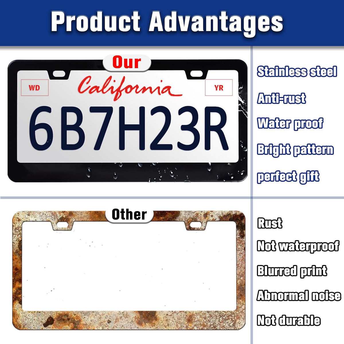 Summer Beach License Plate Frame Palm Trees License Plate Holders Funny Stainless Steel Auto Accessory Bracket 2 Hole with Screws Universal Us Car License Plate Frames 6x12 Inch for Women Men