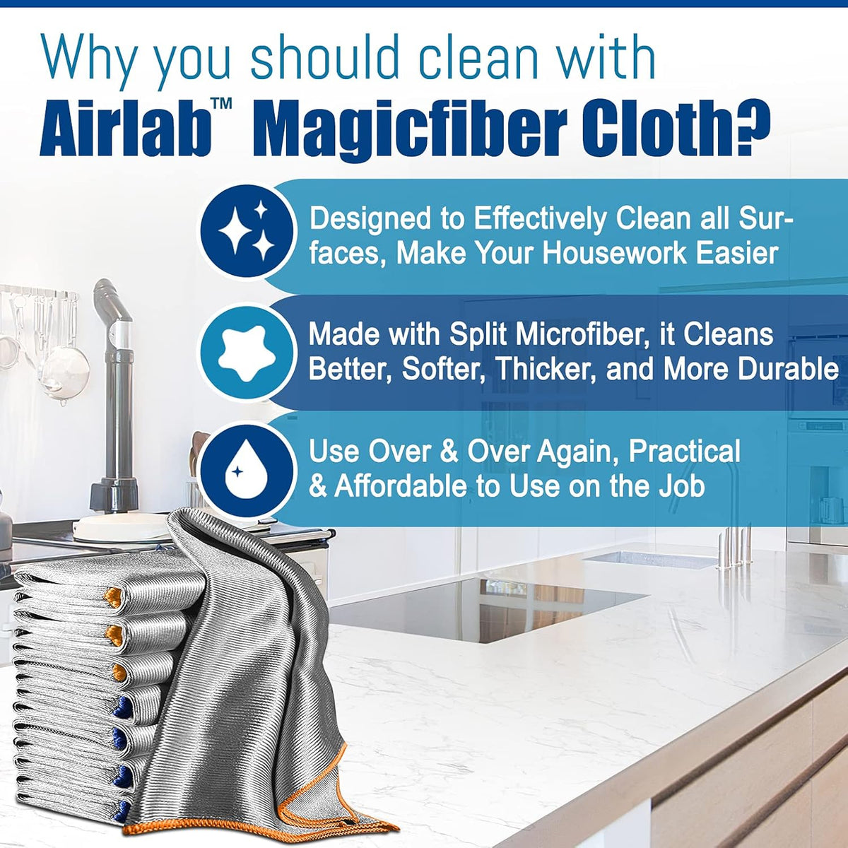 Streak Free Miracle Cleaning Cloth Easy Clean Pack of 8-12" x 16" Microfiber Dish Cloths Glass Polishing Lint Free for Kitchen Mirrors Wine Car