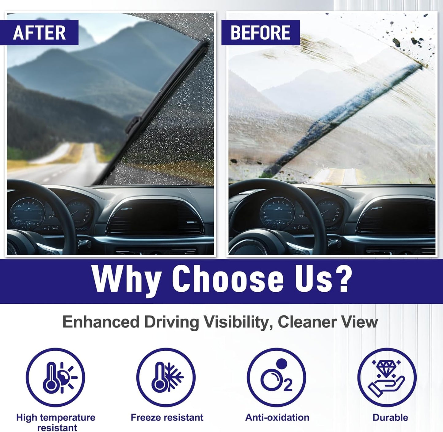 AJK Windshield Wiper Blade, OEM Quality Front and Rear Windshield Wipers for Jeep Compass 2007 2008 2009 2010 2011 2012 2013 2014 2015 2016, 22" 20" 11" Window Blades (Set of 3)