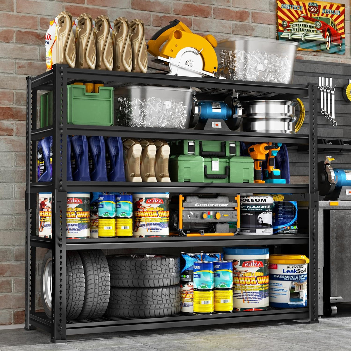 Storage Shelves Heavy Duty, 48" L x 18" W x 72" H Garage Wire Shelving Unit Loads 2800LBS, 5-tier Adjustable Metal Industrial Utility Shelf Rack for Kitchen, Laundry Room, Pantry, Warehouse, Basement